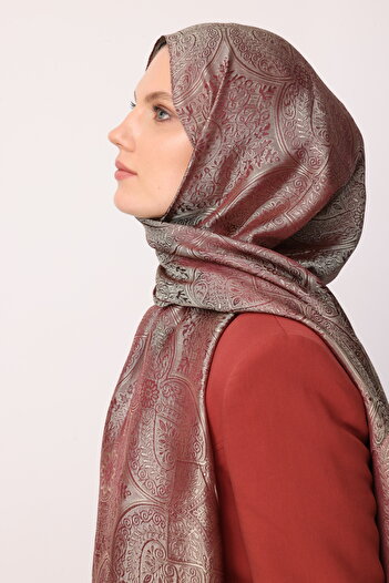 Mooncorn Vera Desen Shine Line Şal Mürdüm-Somon