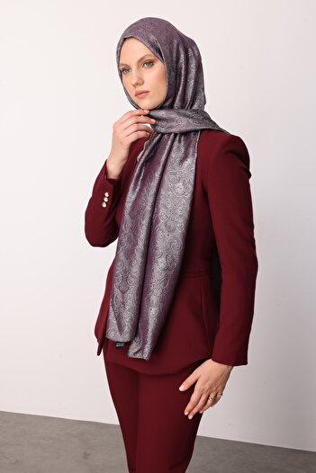 Mooncorn Moren Desen Shine Line Şal Mor-Gri