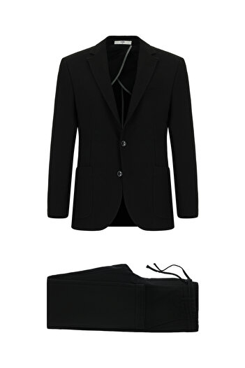 Kiğılı Slim Fit Dar Kesim Çizgili Beli Lastikli İpli Takım Elbise