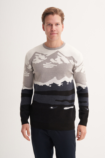 Cazador Vintage Soft Touch Slim Fit Crew Neck Patterned Sweater