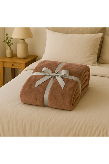 Elega Decor Solid Brown Flannel Blanket – Double (200x220 cm) – Soft, Warm & Comfortable