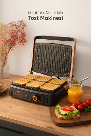 Fressi Izgara Ve Tost Makinesi Vintage Retro 6 Dilim Kapasiteli 180 Derece Açılabilir 2000w Fr-tm01