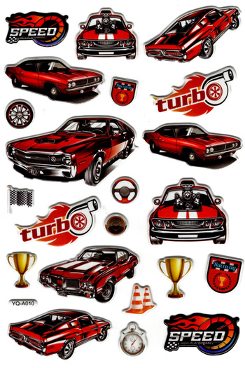 Limmy Classic Car Turbo Sticker - Embossed Notebook Planner Sticker (Yqa010) - 20x14cm