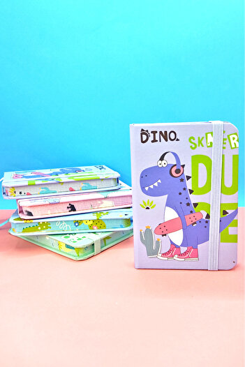 Limmy Dinosaur A7 - Note and Elastic Pocket Notebook, Purple