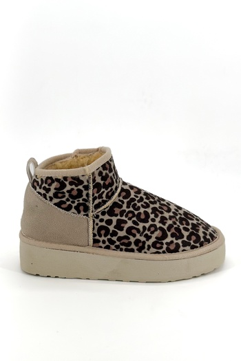 Shoebutik Μάφιν Μπεζ Λεοπάρ Μπότες
