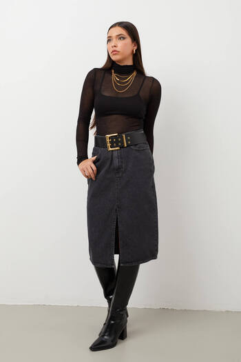 BANNY JEANS Fusta Midi Jean cu fante pentru femei