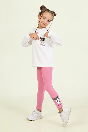 DMB BOYS & GIRLS Girl's Kuromi Printed Suit Sweatshirt and Ribbed Stretchy Leggings Combination