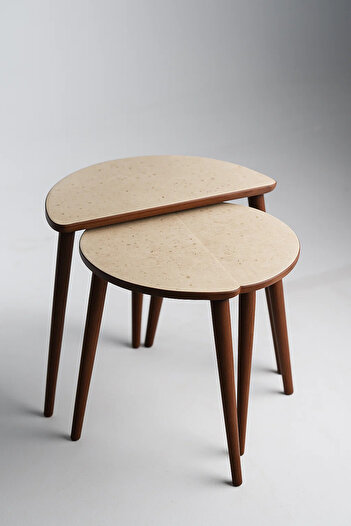 AYGE Roma 3lü Zigon Sehpa %100 MDF Traverten