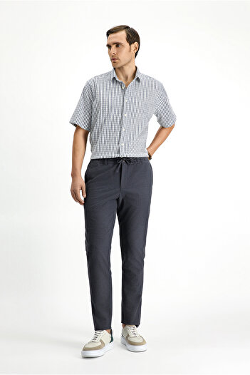 Kiğılı Super Slim Fit Extra Slim Fit Elastic Waist String Seersucker Lycra Classic Fabric Trousers