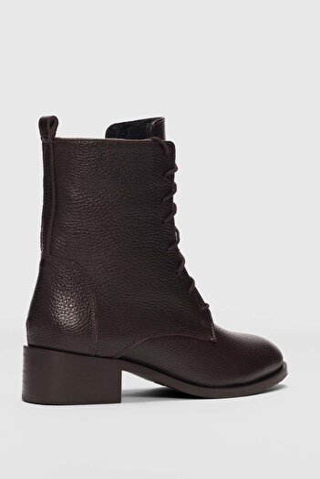 selinshoes Tera Lace Detailed Zippered Women's Boots-Brown