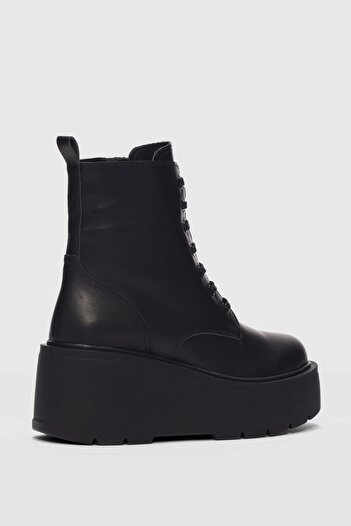selinshoes Ravell High Sole Lace Detailed Women's Boots-Black