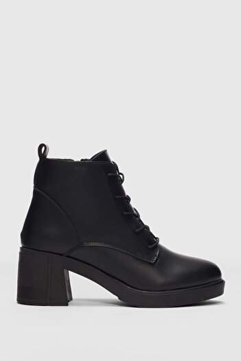 selinshoes Fendor Lace Detailed Side Zipper Women's Boots - Black