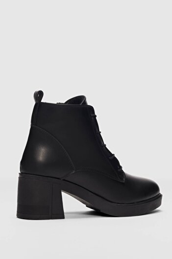 selinshoes Fendor Lace Detailed Side Zipper Women's Boots - Black