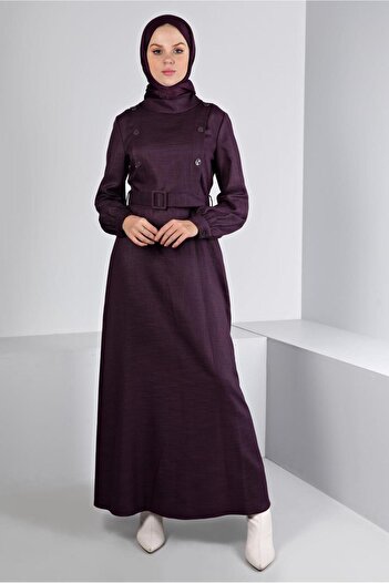 Alvina 43439 Model Button Detail and Belt Dress