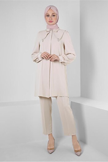 Alvina STONE DETAILED WAIST RUBBERED DOUBLE PANT SUIT 43910