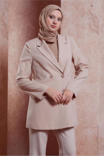 Alvina 44648 Model Double Breasted Collar Blazer Jacket