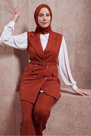 Alvina 44454 Model Belted Vest Trousers Set