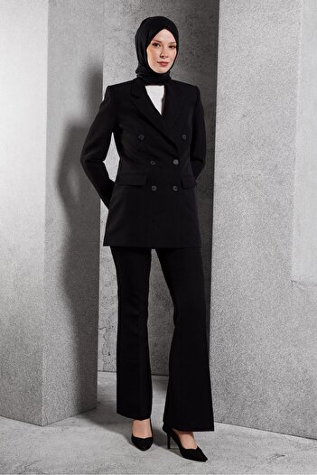 Alvina Double-Breasted Collar Trousers Suit 30509