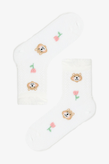 Penti 2-teilige Baumwollsocken mit Bärenmuster für Mädchen