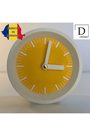OEM Desk clock, silent, 11 cm, yellow, 3D printed from PLA (Bioplastic) (1022)