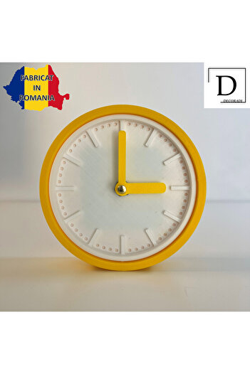OEM Desk clock, silent, 11 cm, yellow, 3D printed from PLA (Bioplastic) (1032)