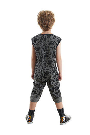 Denokids Grauer Overall für Jungen mit Weltraumrakete