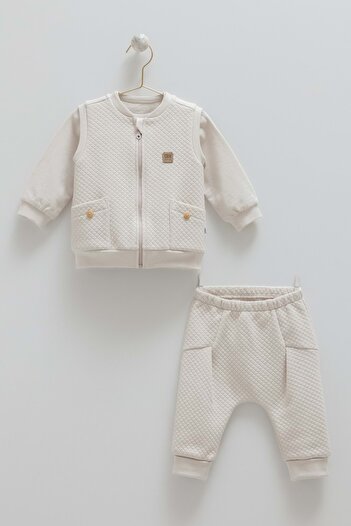 DIGERUI Good Vibes Vested Three-Piece Bottom-Up Set Stone