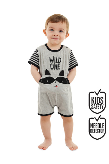 Denokids Waschbär Baby Boy Grau Sommer Overall