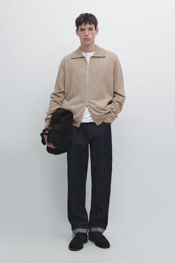 Massimo Dutti Fermuarlı dik yaka hırka