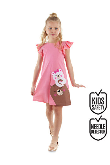 Denokids Rosa ärmelloses Sommerkleid - Mädchenbären
