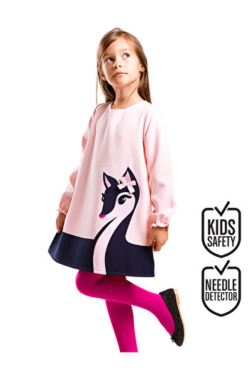 Denokids Růžové tkané dívčí šaty - Elegantní Gazela