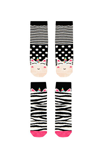 Denokids Zebra mintás 2 részes zoknikészlet lányoknak