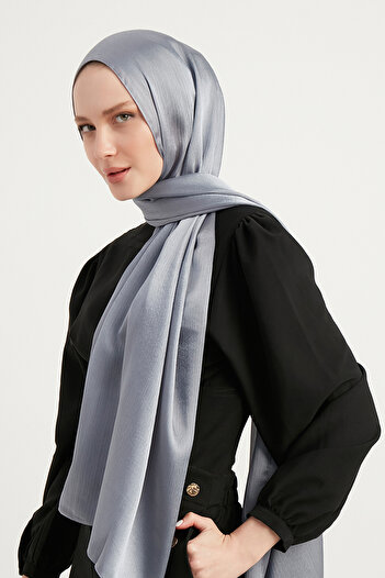 Şaless Janjanli Hijab Women's Evening Dress - Crinkle, Shawl-Lighter Stone, 70X190Cm