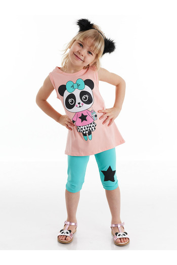 Denokids Panda Star T-Shirt-Strumpfhosen-Set für Mädchen