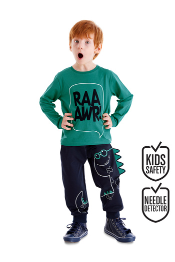 Denokids Winter-Set aus T-Shirt und Hose mit Dino-Muster für Jungen – gezähnt