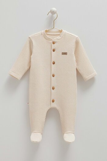 DIGERUI Soft Teddy Button Detail Jumpsuit Ecru