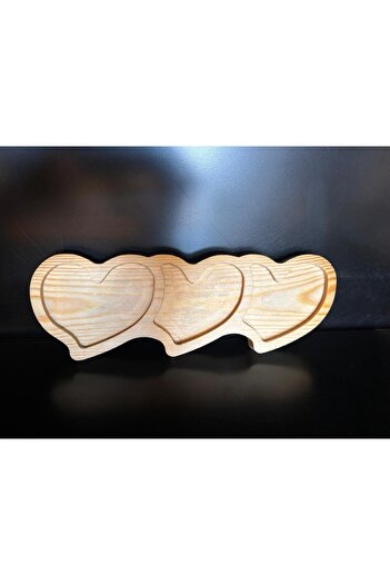 OEM Serving tray with 3 hearts, made of pine wood, natural
