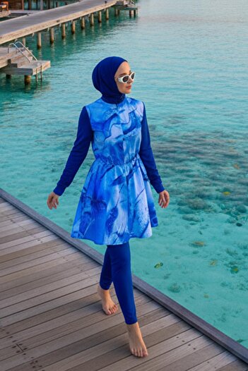 Ka Hijab Costum de baie hijab acoperit integral Siena - Albastru