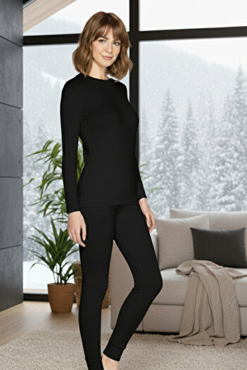 THERMOFORM New Heavy Women's Thermal Underwear Set Black