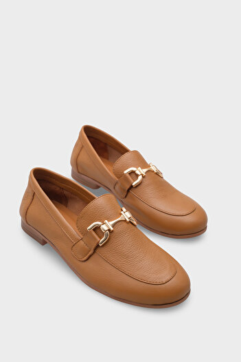 Capone Outfitters Жіночі лофери з золотою пряжкою з натуральної шкіри