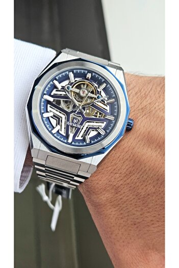 Raymond Rym-311656 Automatic Men's Watch - Steel Case and Strap - 2 Years Warranty Ss-Bl