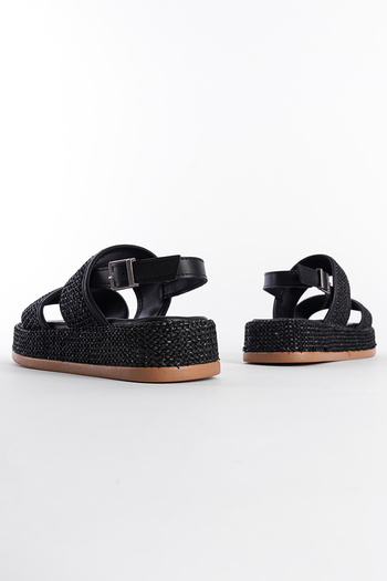 Capone Outfitters Straw Double Strap Flat Heel Women's Sandals