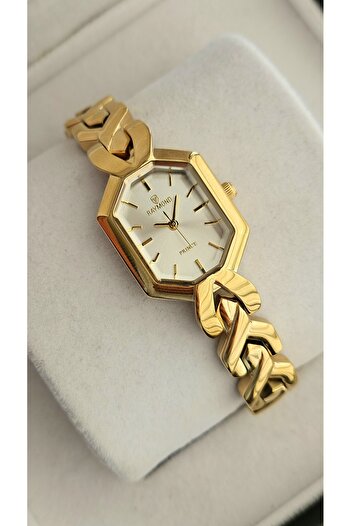 Raymond Rym-213057 Retro Women's Watch - Case and Strap Steel and 2 Years Warranty Gold-White