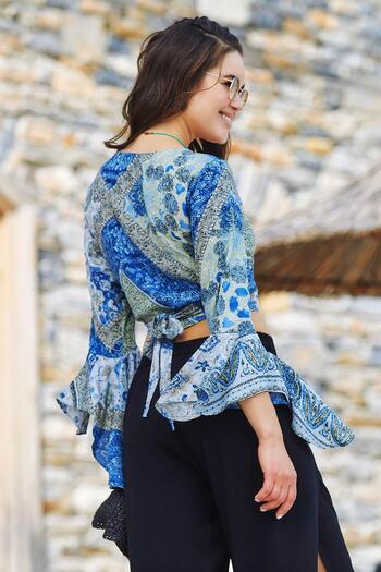 Los banditos İspanyol Kol Crop Bluz