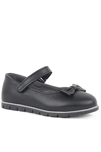 Rakerplus Genuine Leather Black Girls' Ballerinas
