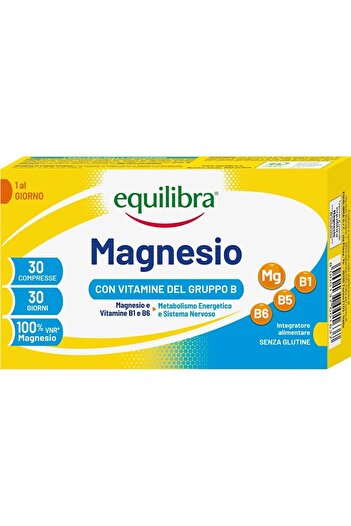 Equilibra Magnesium from 3 Types of Organic Salts, with B Vitamins, 30 Tablets, Equilibra