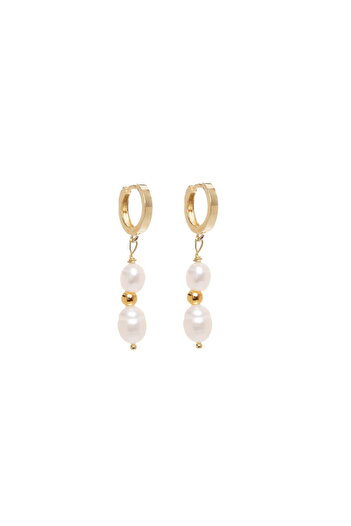 ohmygod jewelry 925 Argint Marbella Gold-Plated Silver Earrings with Pearls
