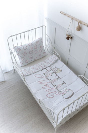 Tuğba Kuğu Organic Printed Montessori (100X200) Quilt Set - Pure Baby Series - Hello World