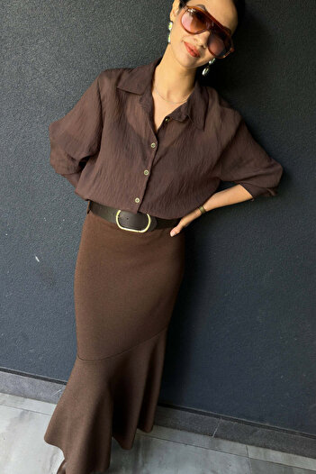 FABB Brown Flared Pencil Skirt