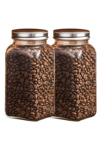 SUPPLIER 2Pcs Large Glass Storage Jar with Airtight Metal Lid | Ribbed Clear Glass Canister for Kitchen Pantr